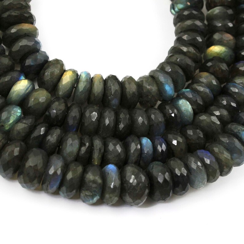 Roundel Beads 13mm-18mm 10 Inches BR2237 1 Strand Labradorite Faceted Rondelles