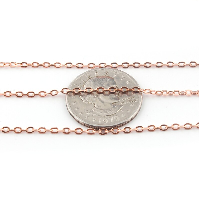 Rose Gold Small Necklace Chain Cable Chain Soldered Chain 3mm GPC726 Rose Gold Curb Chain 10 Feet Rose Gold Plated Brass Chain