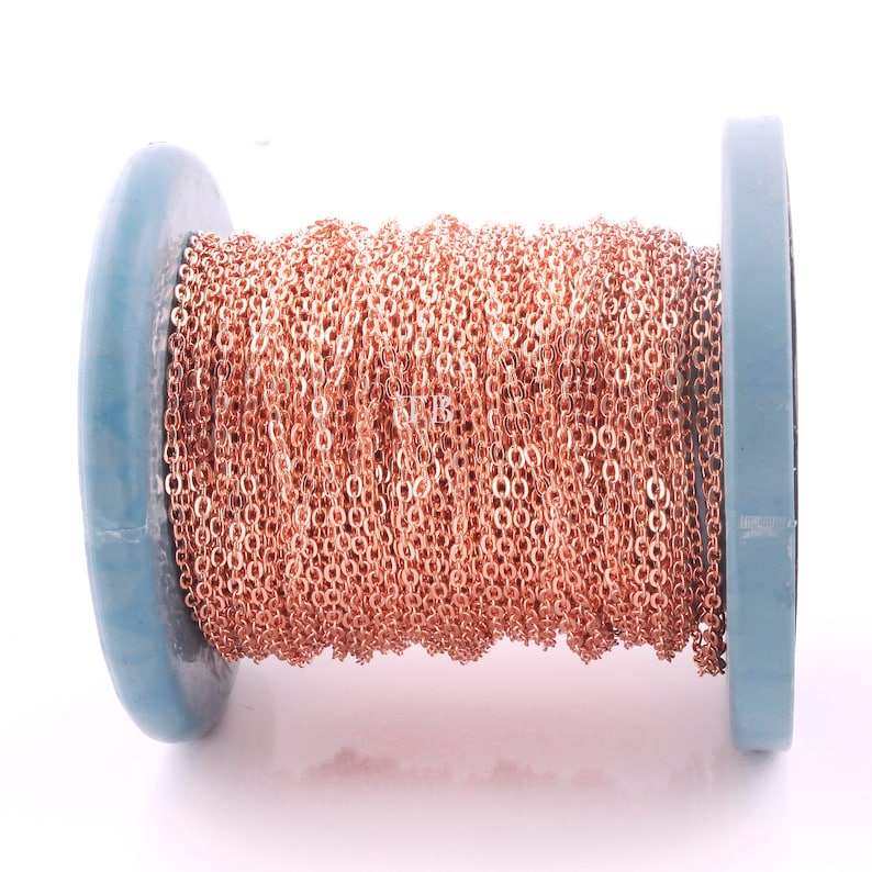 Rose Gold Small Necklace Chain Cable Chain Soldered Chain 3mm GPC726 Rose Gold Curb Chain 10 Feet Rose Gold Plated Brass Chain