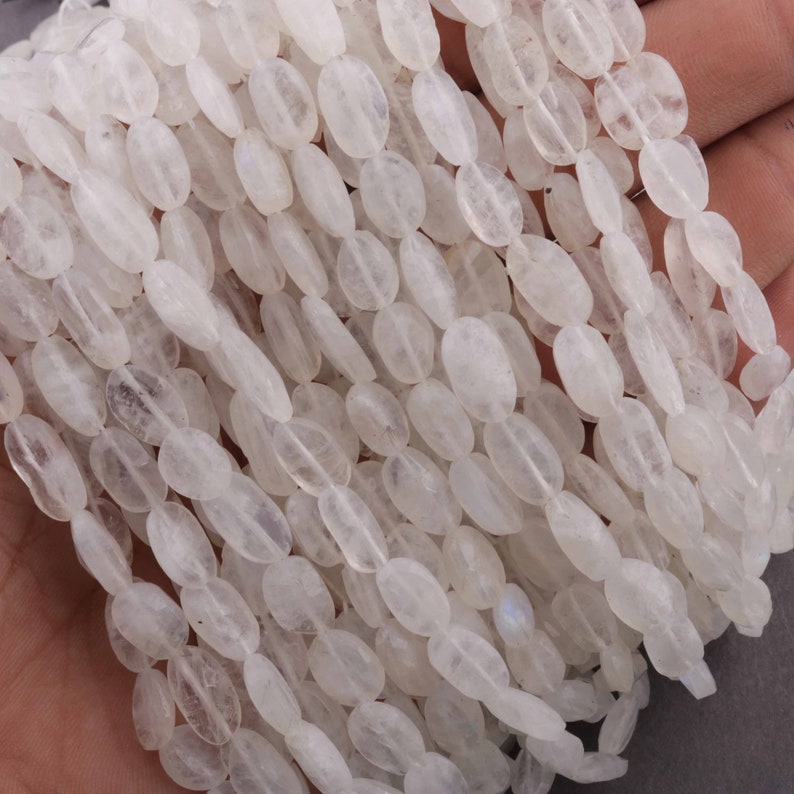 moonstone Faceted Ovel Beads 8mmx7mm-10mmx5mm 12.5 inches RB019 5 Strands Finest quality Rainbow Moonstone Oval Loose Spacer Beads