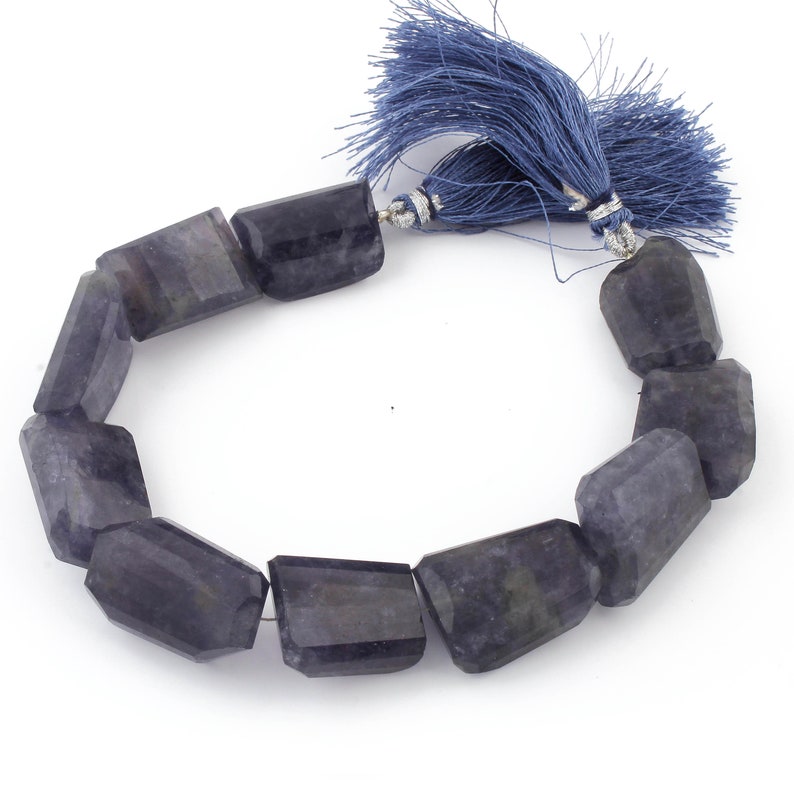 1 Strand Iolite Tumble Beads Faceted Briolettes Center Drill Tumble Beads 19mmx17mm-25mmx16mm 8 Inch BR3687