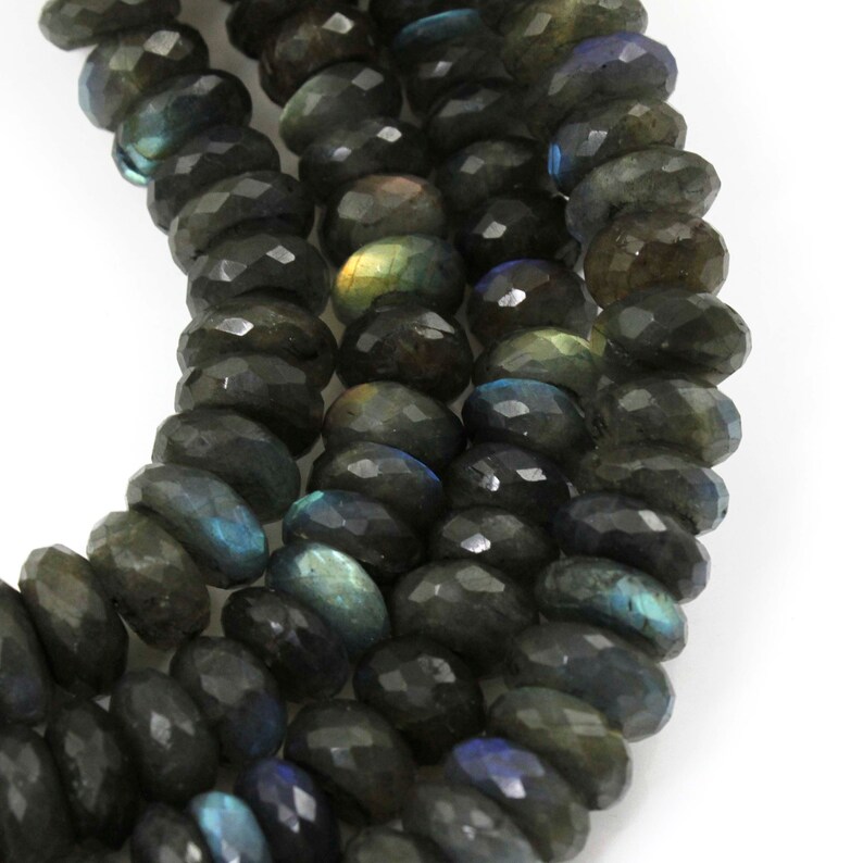 Roundel Beads 13mm-18mm 10 Inches BR2237 1 Strand Labradorite Faceted Rondelles