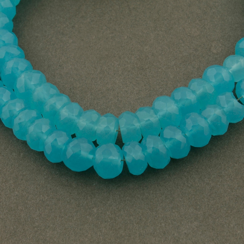 1 Strands Blue Aqua Chalcedony Faceted Rondelles Roundelle Beads 9mm-10mm 8 Inches BR535