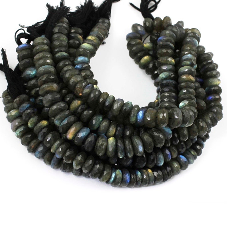 Roundel Beads 13mm-18mm 10 Inches BR2237 1 Strand Labradorite Faceted Rondelles