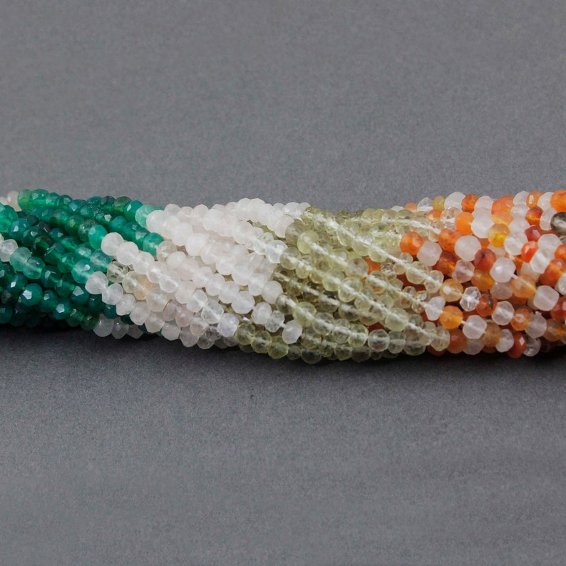 Mix Stone Roundles Beads 4mm-5mm 13 Inches RB288 Bulk Lot 23 Strands Excellent Quality Multi Stone Faceted Rondelles
