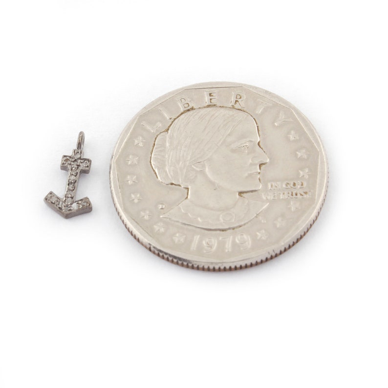 12mmx6mm Pdc287 1 Pc Pave Diamond Anchor Charm Over 925 sterling Silver Pendant
