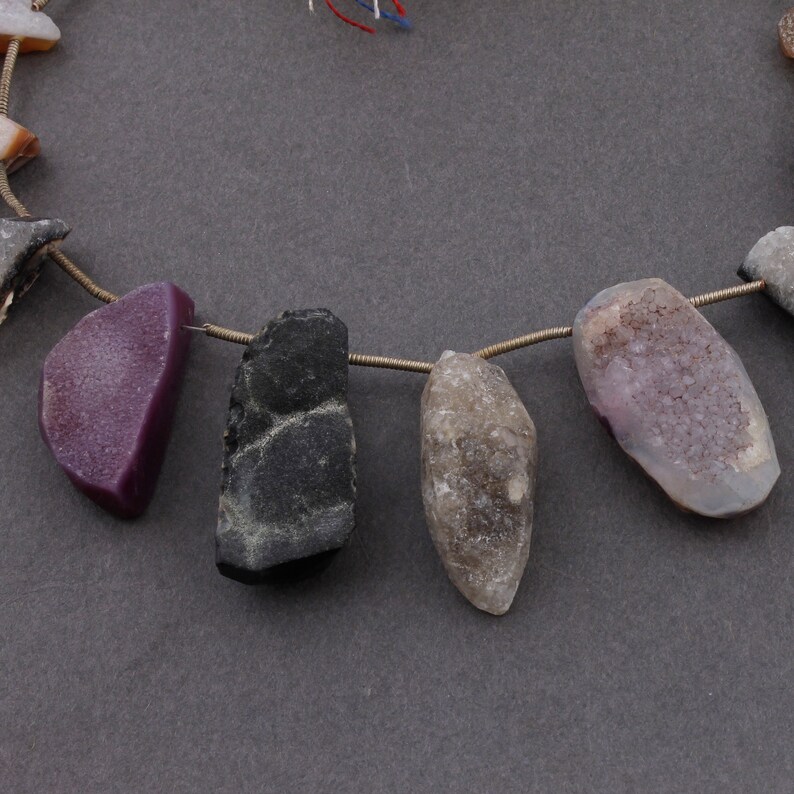 1 Strand Multi Color Druzy Druzzy Briolettes Multi Stone Agate Drusy Side Drilled Briolettes 21mmx11mm-28mmx15mm 8 Inches BR614