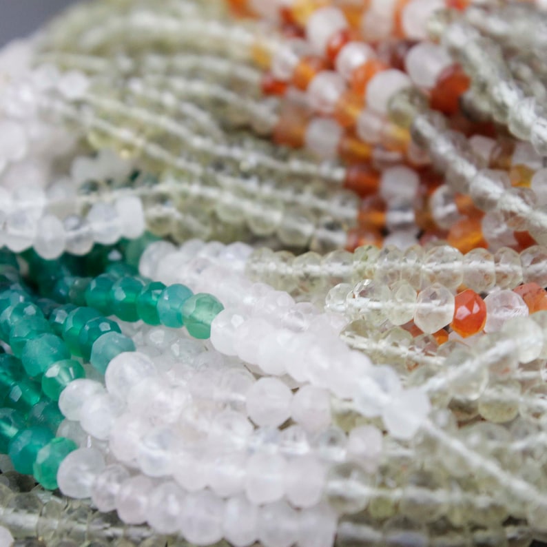 Mix Stone Roundles Beads 4mm-5mm 13 Inches RB288 Bulk Lot 23 Strands Excellent Quality Multi Stone Faceted Rondelles
