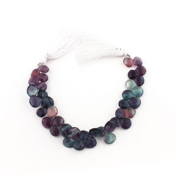 1 Strand Excellent Quality Multi Fluorite Faceted Briolettes -  Heart Shape Beads 11mmx11mm-12mmx12mm 8.5 Inches SB530