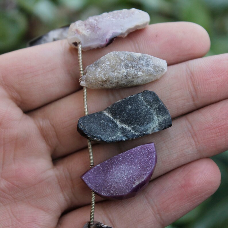 1 Strand Multi Color Druzy Druzzy Briolettes Multi Stone Agate Drusy Side Drilled Briolettes 21mmx11mm-28mmx15mm 8 Inches BR614