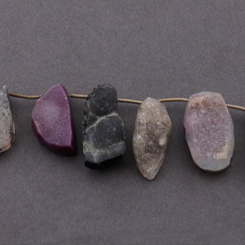 1 Strand Multi Color Druzy Druzzy Briolettes Multi Stone Agate Drusy Side Drilled Briolettes 21mmx11mm-28mmx15mm 8 Inches BR614