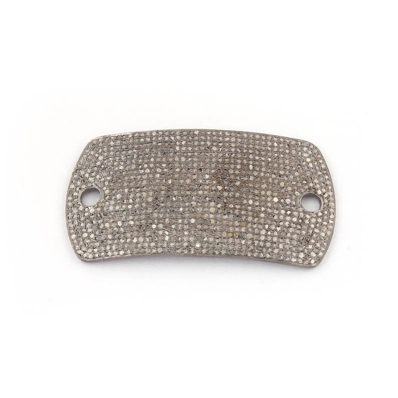 Diamond Charm Connector 54mmx28mm PDC1047 1 Pc Pave Diamond 925 Sterling Silver Rounded Rectangle Bead Connector