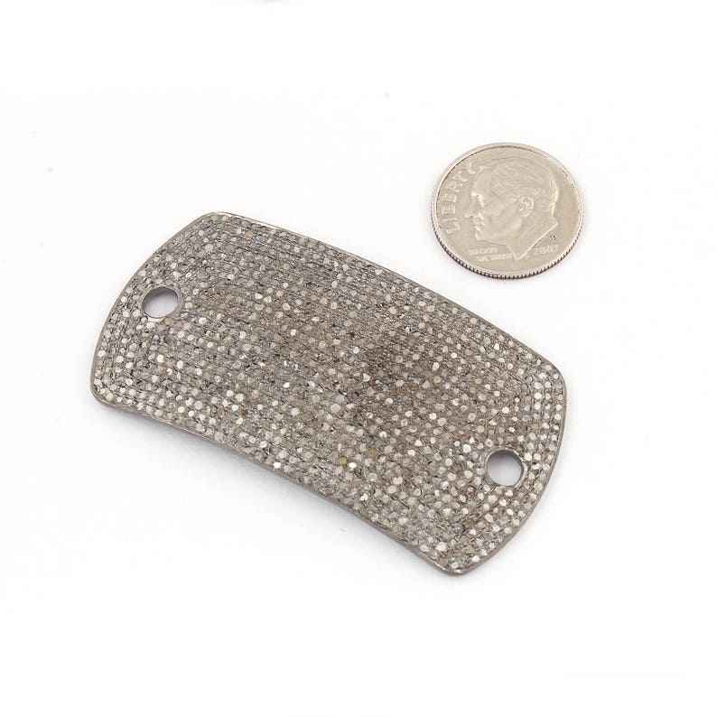 Diamond Charm Connector 54mmx28mm PDC1047 1 Pc Pave Diamond 925 Sterling Silver Rounded Rectangle Bead Connector