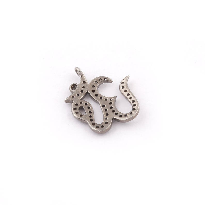 1 Pc Pave Diamond Om Symbol Over 925 Sterling Silver Charm Pendant Ohm Pendant 19mmx15mm PDC1202