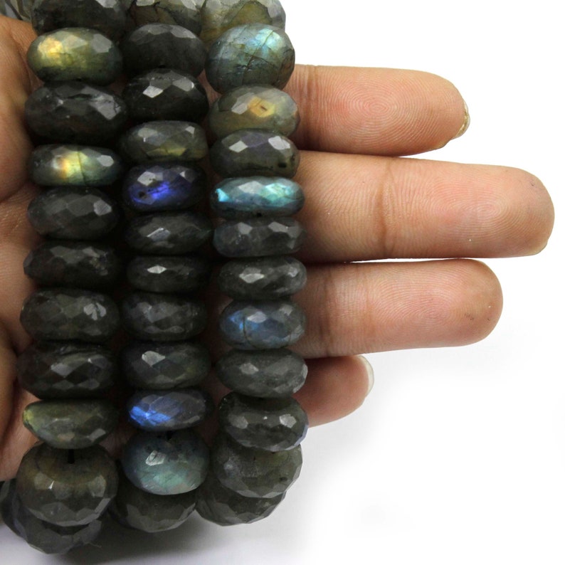 Roundel Beads 13mm-18mm 10 Inches  BR2237 1 Strand Labradorite Faceted Rondelles
