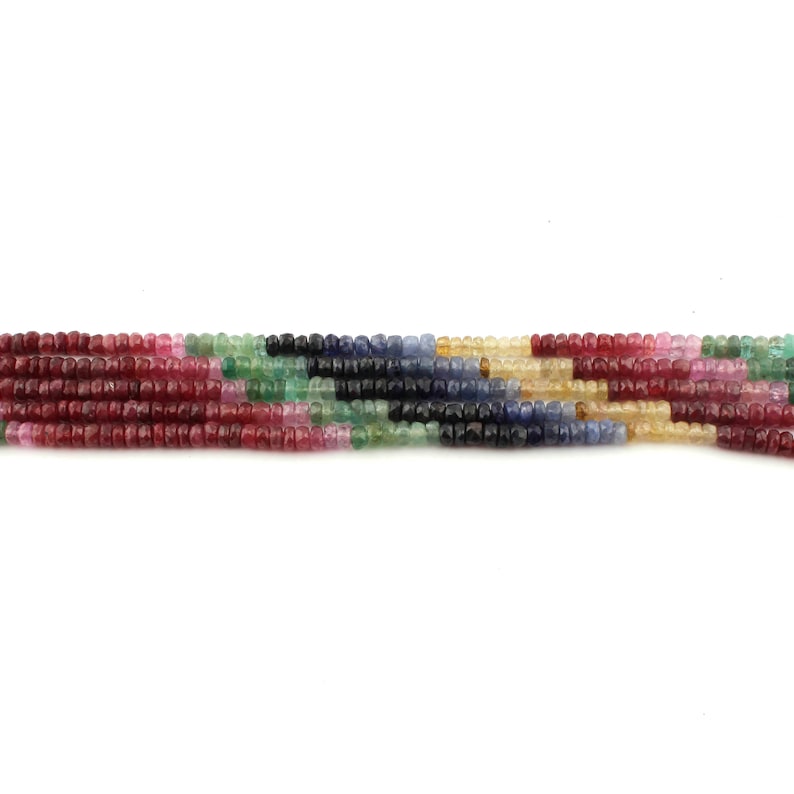 Rare /& Natural Necklace 5 Strand Of Genuine Multi Sapphire Necklace Faceted Rondelle Beads Stunning Elegant Necklace 4mm BRU3379