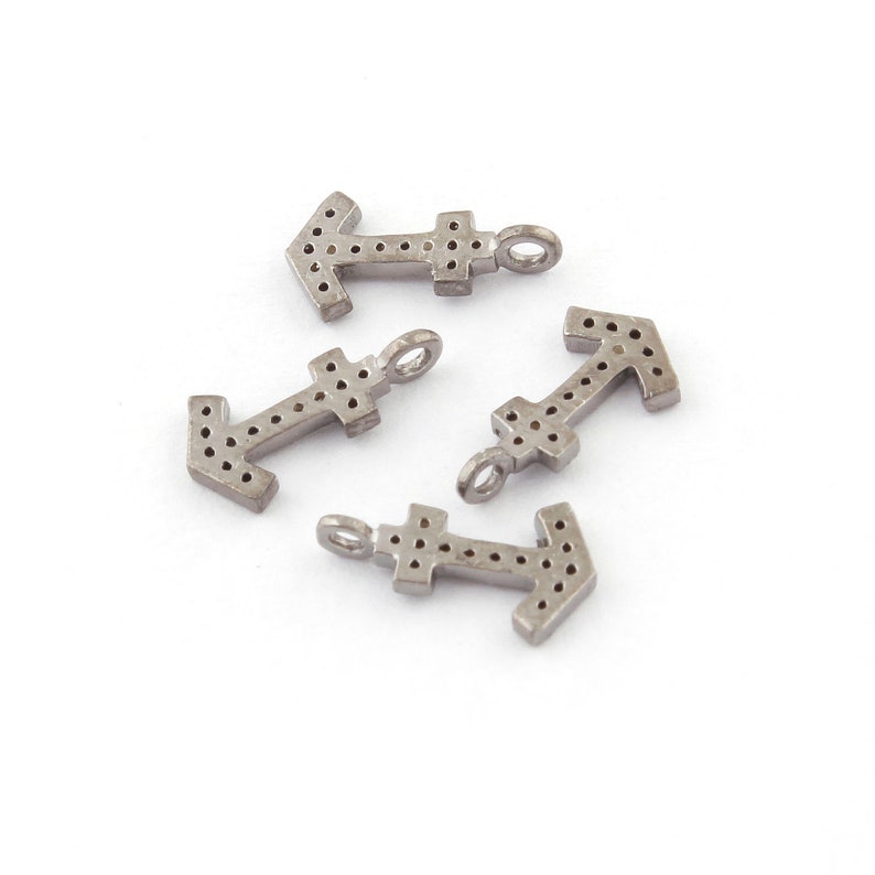 12mmx6mm Pdc287 1 Pc Pave Diamond Anchor Charm Over 925 sterling Silver Pendant