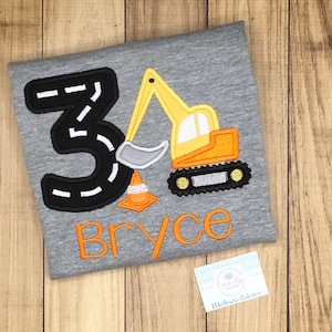 Embroidered Excavator Birthday Shirt: Personalized Construction Party
