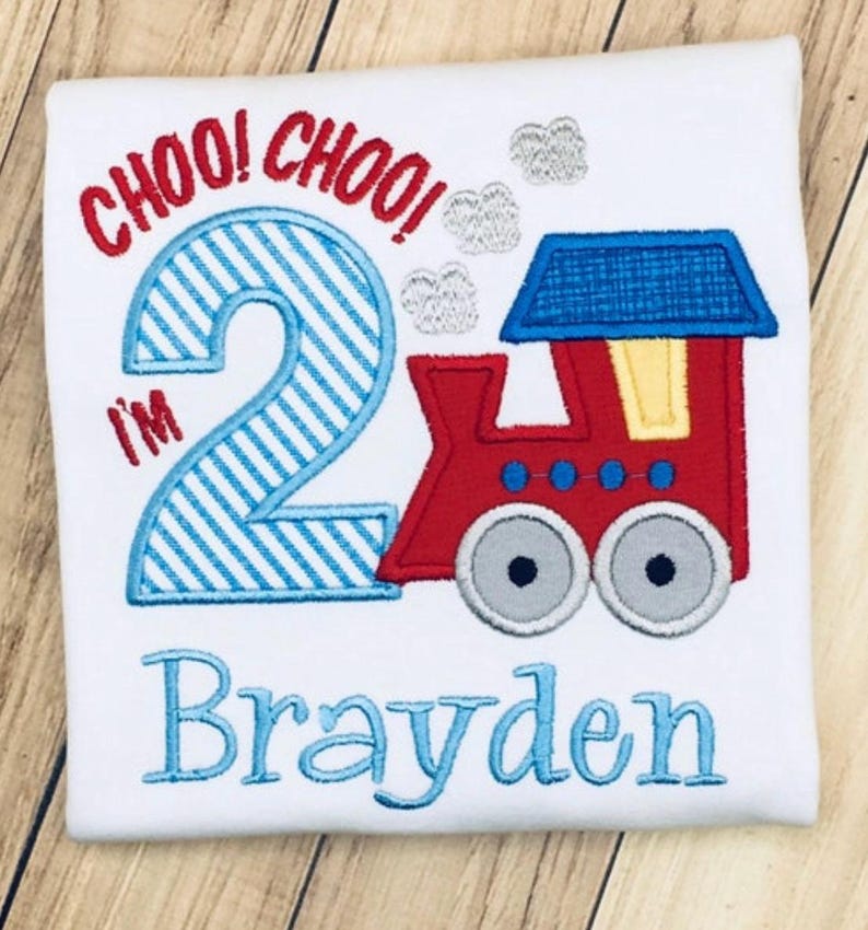 Train Birthday Shirt, Personalized Custom Kids T-Shirt, Gift , Any Age image 8