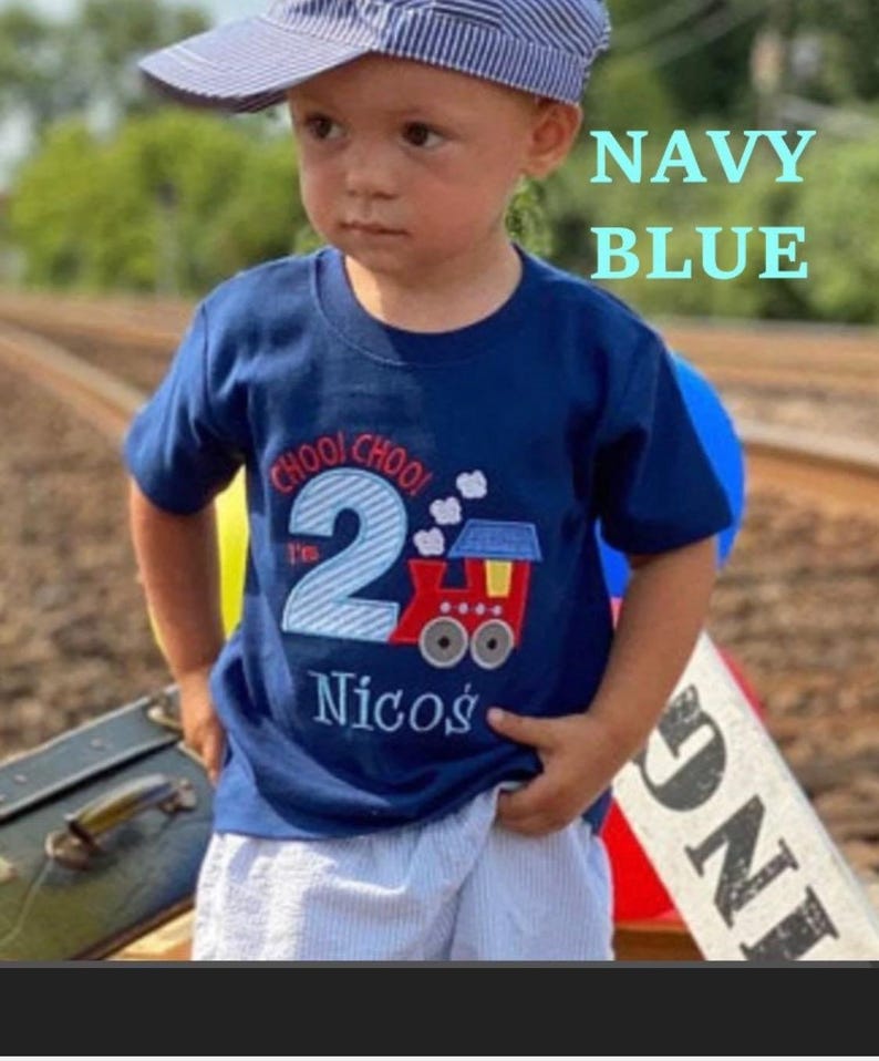 Train Birthday Shirt, Personalized Custom Kids T-Shirt, Gift , Any Age image 4