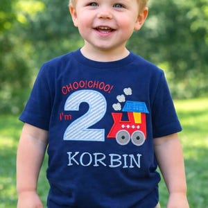 Train Birthday Shirt, Personalized Custom Kids T-Shirt, Gift , Any Age image 7