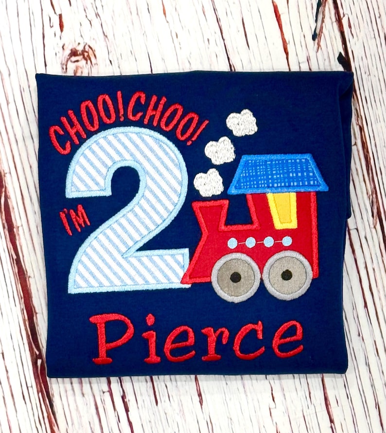 Train Birthday Shirt, Personalized Custom Kids T-Shirt, Gift , Any Age image 2