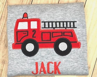 Fire Truck Birthday Shirt, Ages 1-9, Fireman Party Outfit