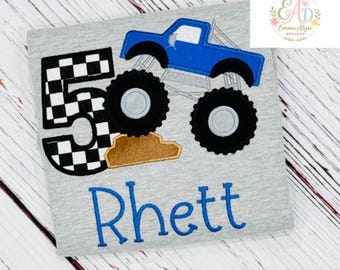 Personalized Monster Truck Birthday Shirt: Custom Colors Party T-Shirt