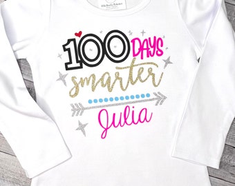 100 Days Of School Shirt, 100 Days Smarter Shirt Girls