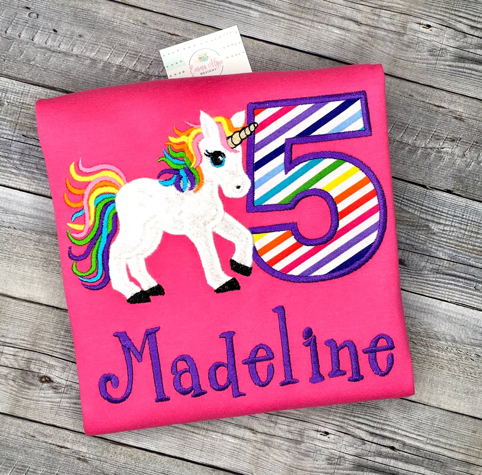 Unicorn 5th Birthday Shirt Embroidered Unicorn Birthday Etsy