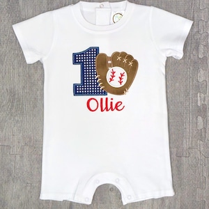 Rookie of The Year Baseball Birthday Romper: First Birthday Outfit