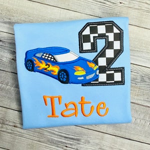 Race Car Birthday Shirt | Cute Racer TShirt for Boys | 2nd Birthday Tee for Boys | Embroidered Kids Gift