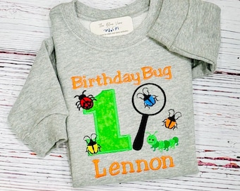 Bug Birthday Shirt: Embroidered Insect First Birthday Outfit
