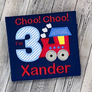 Train 3rd Birthday Choo Choo I'm 3 Birthday Party Shirt Embroidered Age 1 2 3 4 5 6 7 8 9
