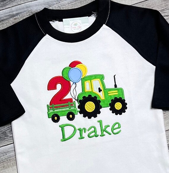Embroidered Tractor 2nd Birthday Shirt Tractor Pulling Wagon | Etsy