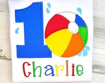 Personalized Beach Ball Birthday Shirt: Embroidered Summer Party Outfit