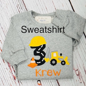 Embroidered Construction Birthday Shirt: Backhoe Digger, Any Age
