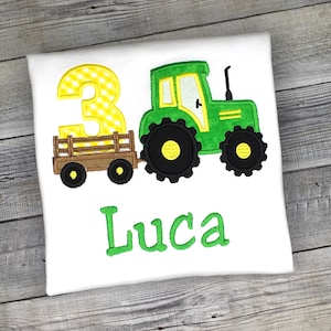 Embroidered Tractor Birthday Shirt: Personalized Farm Party Outfit