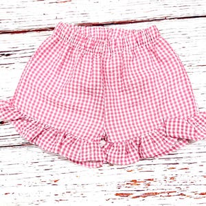 Barnyard Birthday Outfit: Pink Farm Animals Shirt, Ruffle Gingham Shorts, Any age image 5