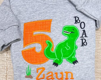 Embroidered Dinosaur Birthday Shirt: Personalized TRex Party Tee
