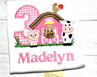 Farm Birthday Shirt: Any Age, Girls Barnyard Outfit