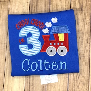 Train Birthday Shirt, Personalized Custom Kids T-Shirt, Gift , Any Age image 5