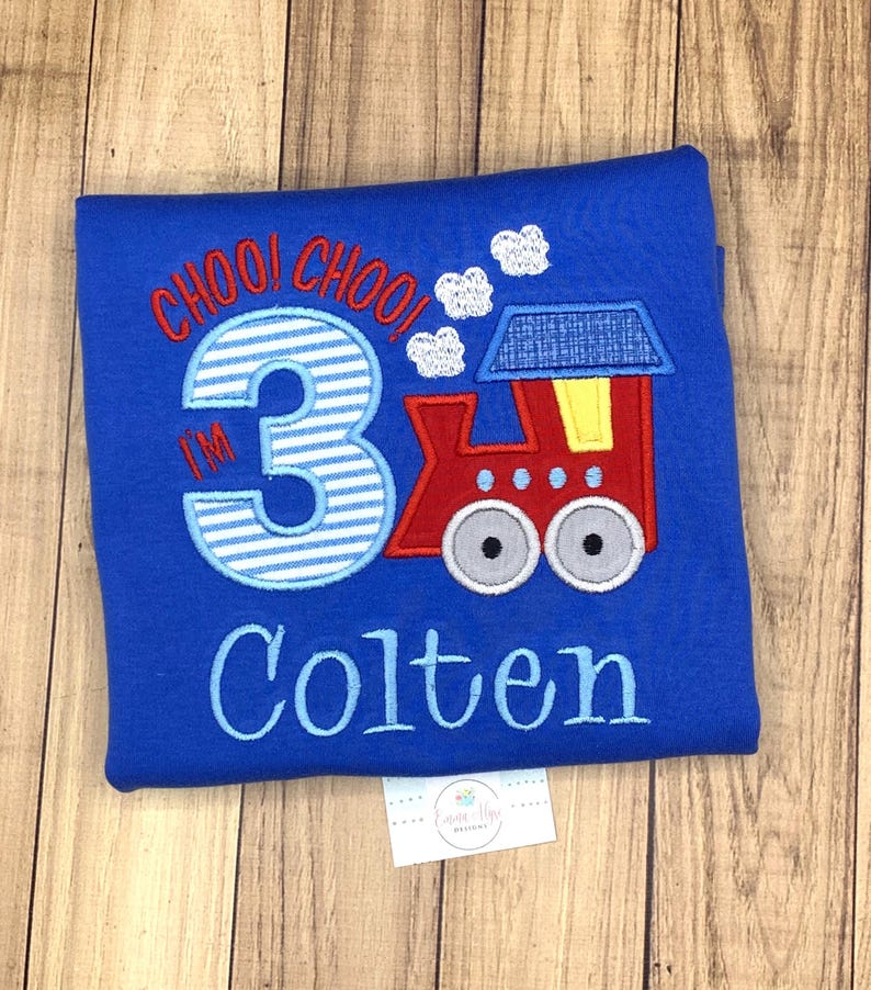 Train Birthday Shirt, Personalized Custom Kids T-Shirt, Gift , Any Age image 5