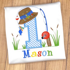 Embroidered Fishing 1st Birthday Shirt: Personalized First Birthday