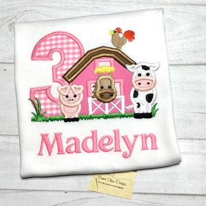 Girls Barnyard 3rd Birthday Farm Animals Party Shirt Age 1 2 3 4 5 6 7 8 9