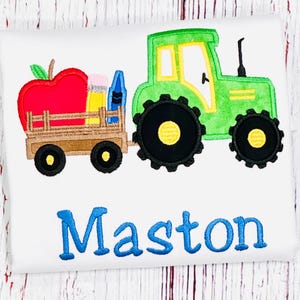 Tractor Crayons Back To School Shirt Embroidered and Personalized.