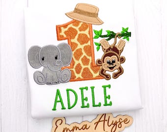 Personalized Safari Birthday Shirt: Embroidered Jungle Zoo Party Top