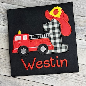Embroidered Fire Truck Birthday Shirt: Personalized Firefighter Party Outfit