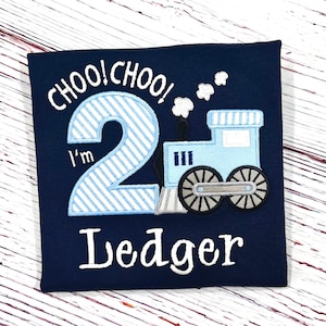 Embroidered Train Birthday Shirt: Personalized Steam Engine Party Tee