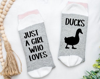 Just A Girl Who Loves DUCKS Socks, Funny Socks, Duck lover Gift, Duck Gift